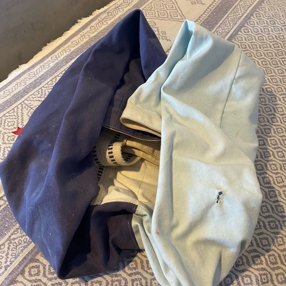 WestElm Market Divided XL Laundry Tote Blue Combo​​​​​​​​